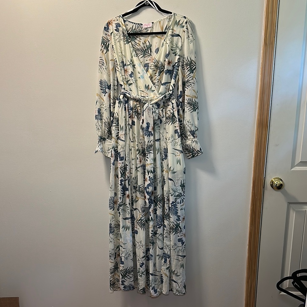 Pink Lily Women’s Tropical Long Sleeve Maxi Dress Size XL